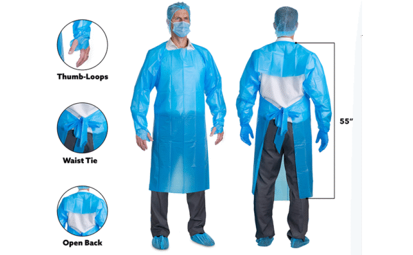 Disposable CPE Gowns with Thumb Loops - Pack of 10