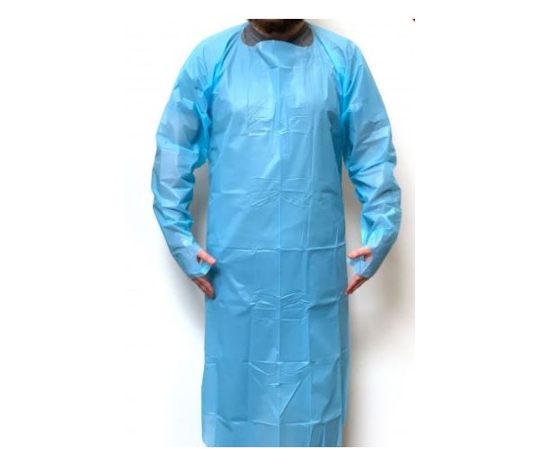 Disposable CPE Polyethylene Gown - Open Back, Thumb Loops - Pack of 10