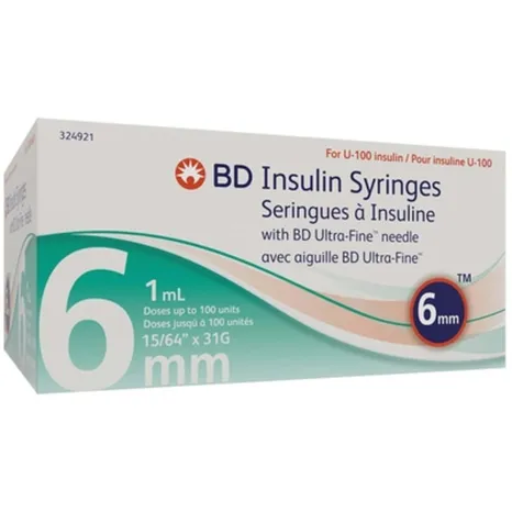 Ultra Fine Disposable Syringe - 31-Gauge, 6mm, 1.0mL